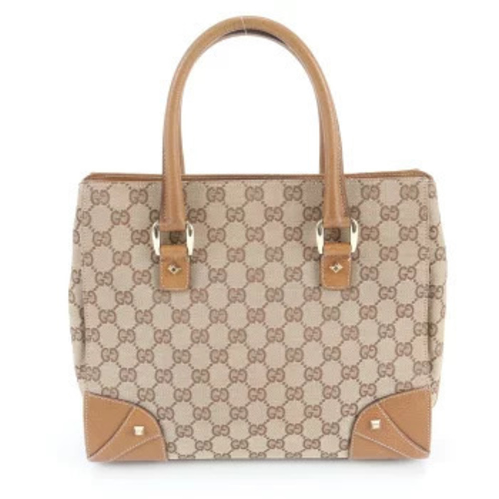 Gucci GG canvas studded leather tote bag shoulder Handbag brown RWE